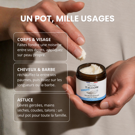 Baume Tallow Suif de Bœuf Crème Visage et Corps